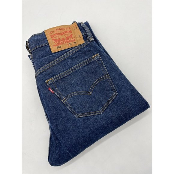 Levi's Other - Levis 501 Jeans Mens 32 Blue Button Fly Straight Leg 100% Cotton 32x34